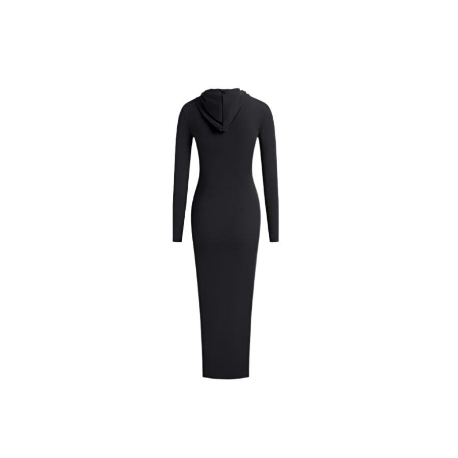 Black dress with long sleeves on a white background