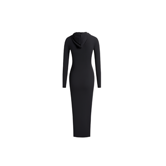 Black dress with long sleeves on a white background